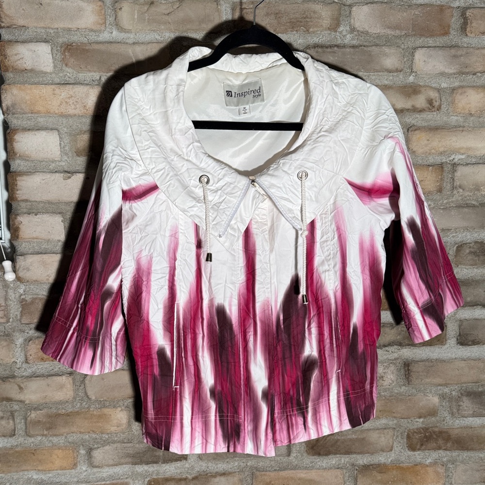 Inspire Women's Pink and White Blouse